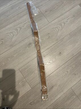 Classic Tan Leather Belt with Gold Buckle